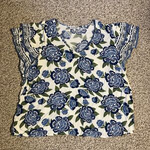 Rachel Zoe Womens Floral Shirt Top Plus Size 2X Lightweight Beachy Boho Colorful